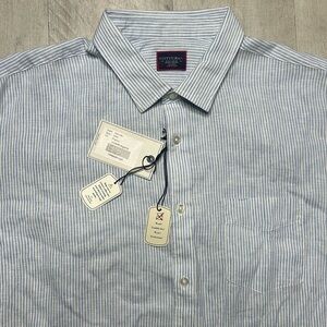 Untuckit 100% Linen Blue Long sleeve Button Down Size XXXL